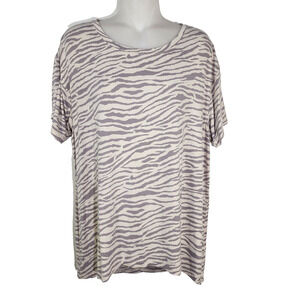 American Eagle Womens T Shirt Medium Soft And Sexy Oversized Zebra Print Gray